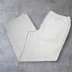 Linen Blend Wide Leg Pants‎ Elastic Waist Casual Comfy Trousers Size Large A100